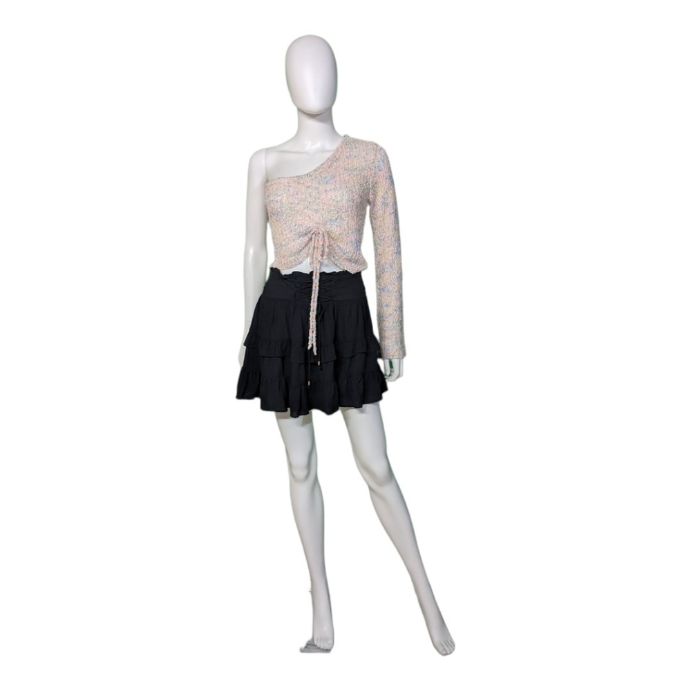 Le Lis Collection One Shoulder Ruched Top Multi S